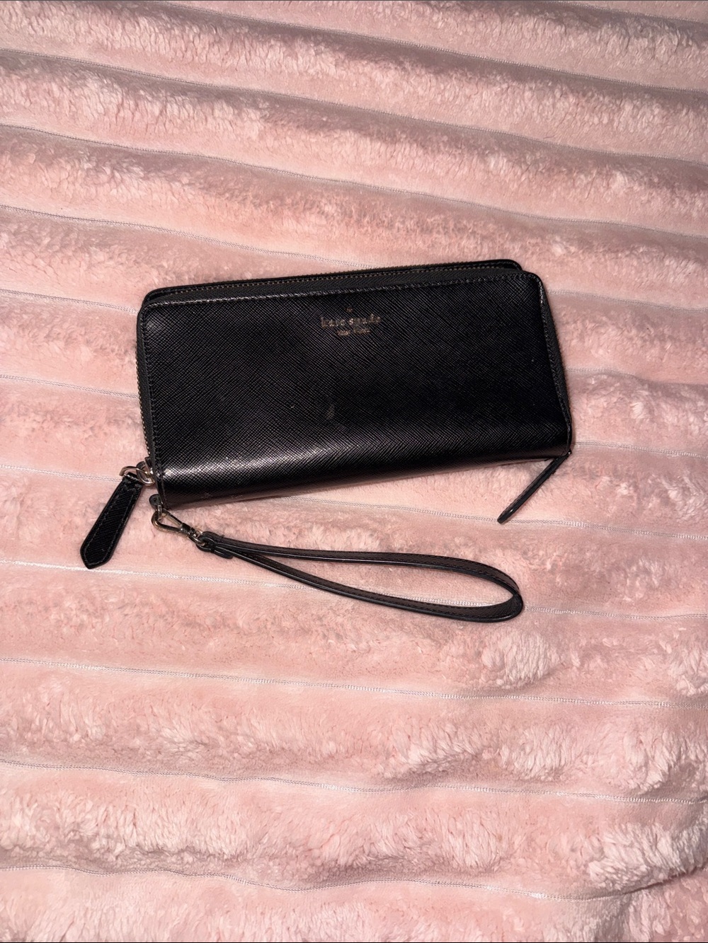 kate spade Black Saffiano Zip-Around Wristlet